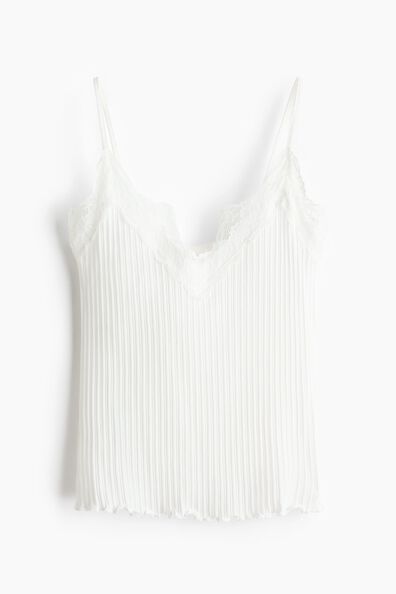 Lace-trimmed pointelle-knit top