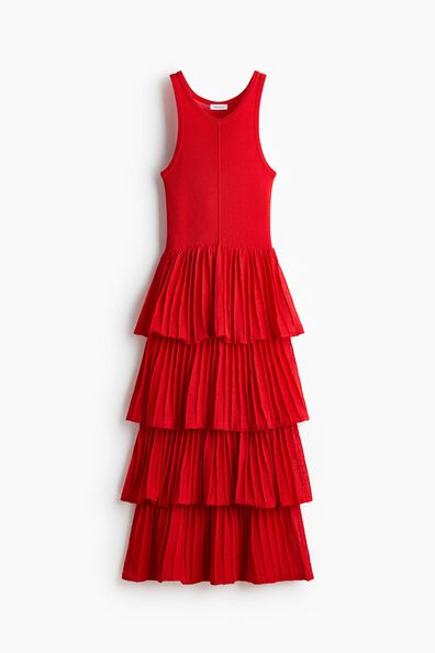 Tiered fine-knit dress