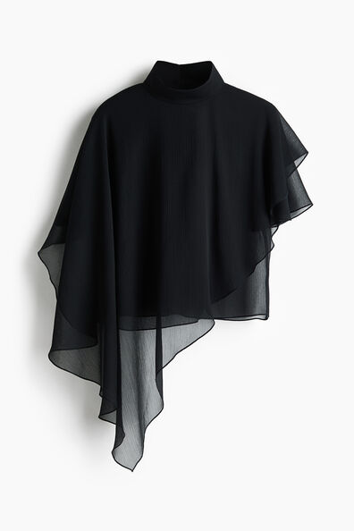 Cape-detail chiffon blouse