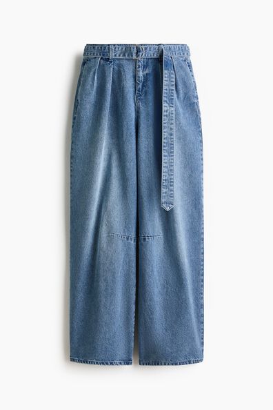 Barrel-leg twill trousers