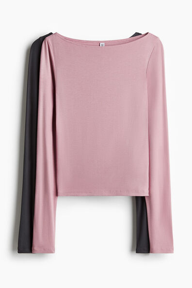 2-pack ribbed boat-neck tops