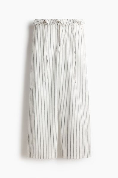 Drawstring-detail cotton trousers