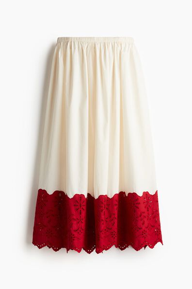 Broderie anglaise poplin skirt