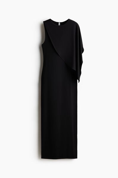 Asymmetric cape-detail dress