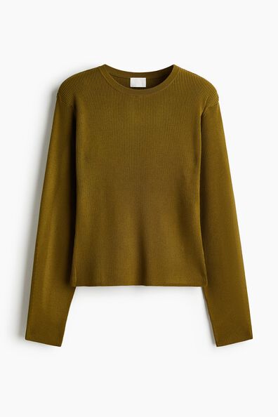Rib-knit shoulder-pad top