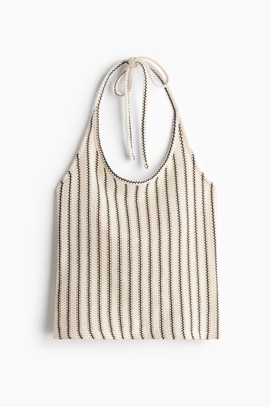 Pointelle-knit halterneck top