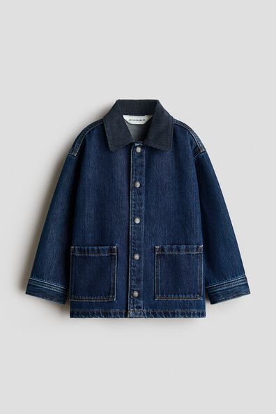 Corduroy-collared denim jacket
