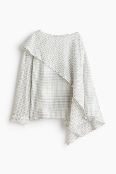Cape-detail seersucker blouse