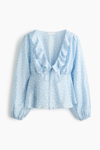 Flounce-trimmed blouse