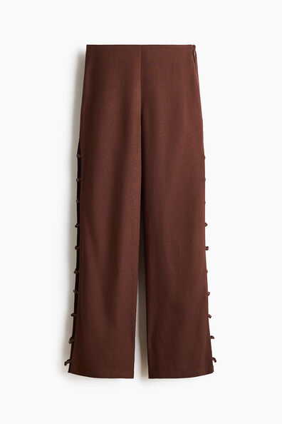 Bead-detail linen-blend trousers