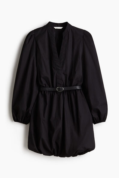 Belted bubble-hem dress
