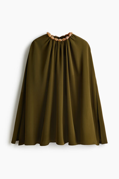 Bead-detail cape blouse