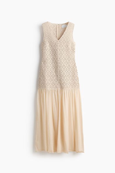 Crochet-look flared-skirt dress