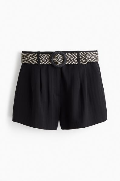 Belted twill shorts