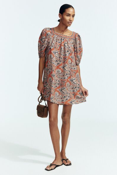 Linen-blend embroidered dress Linen-blend embroidered dress