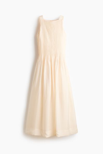 Pintucked flared-skirt dress