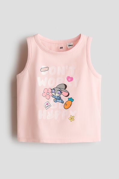Print-motif cotton vest top