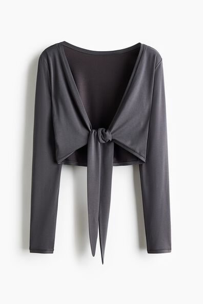 Cropped tie-front yoga top with SoftMove™