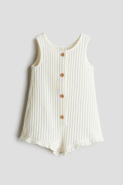 Waffle-knit romper suit