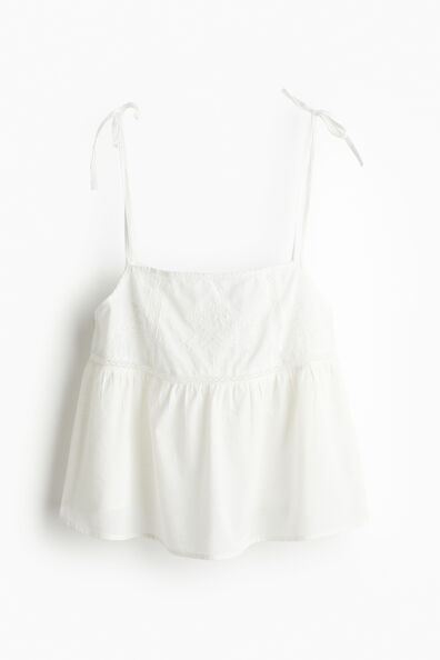 Embroidered tie-strap top