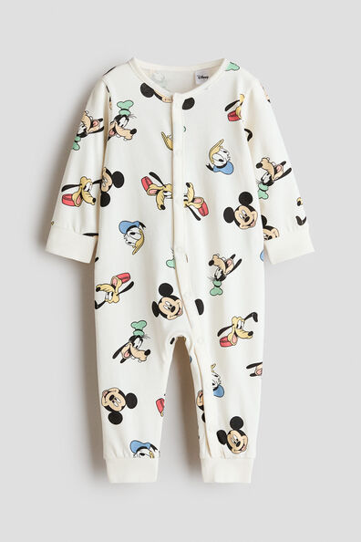 Printed cotton sleepsuit