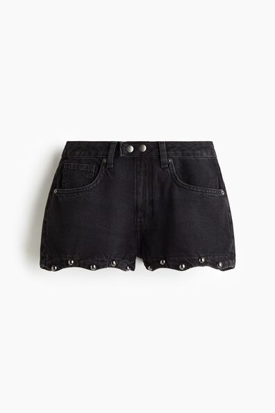 Studded denim shorts