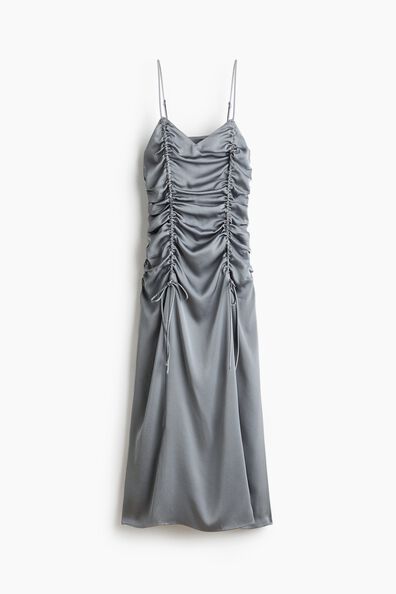 Drawstring-detail satin dress