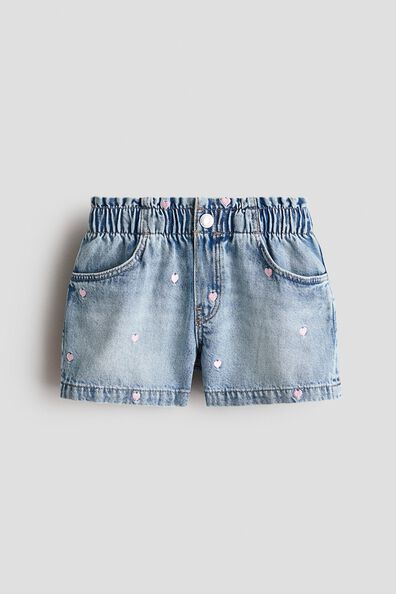 Embroidered denim shorts