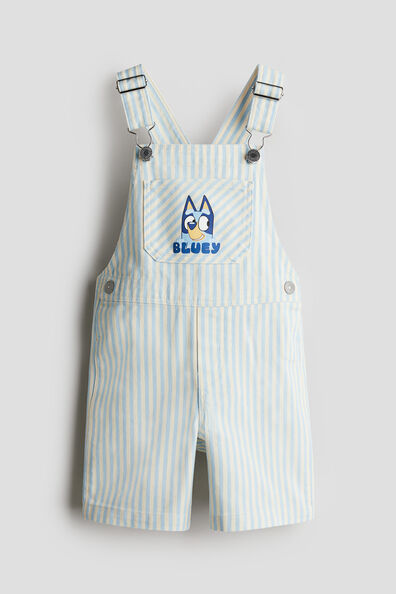 Print-motif dungaree shorts