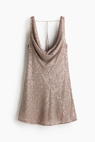 Sequined cowl-neck dress