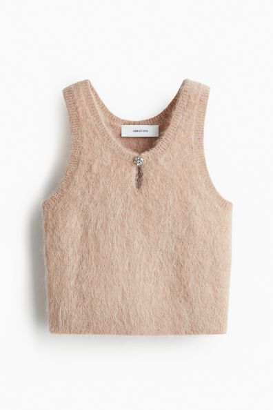 Cropped alpaca-blend vest top