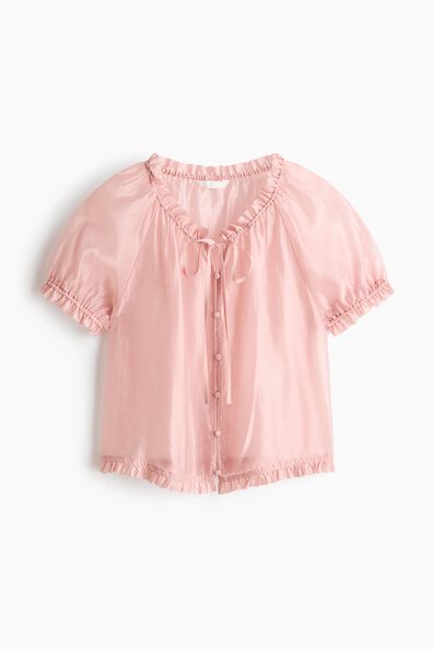 Frill-trimmed tie-detail blouse