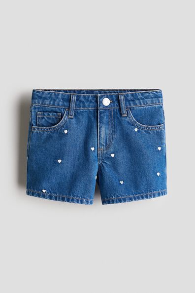 Embroidery-detail denim shorts