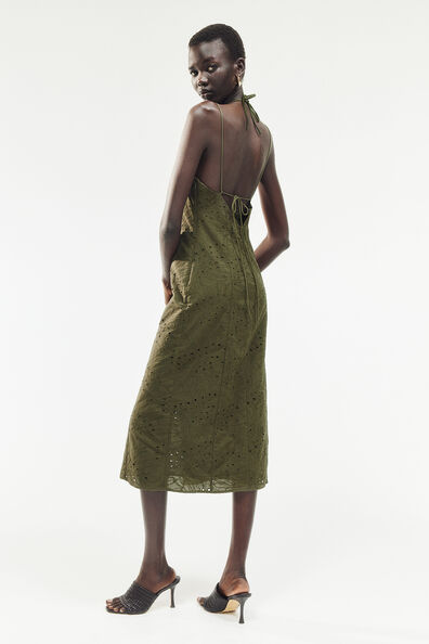 Button-front broderie anglaise dress
