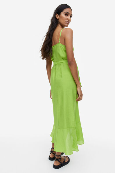 Flounce-trimmed wrap dress