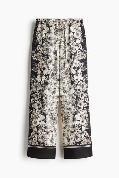 Printed drawstring trousers