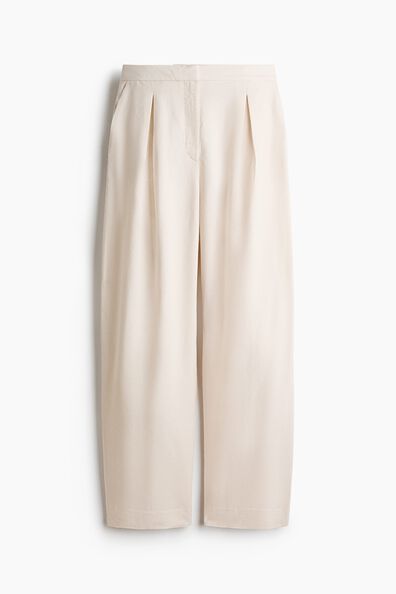 Linen-blend barrel trousers