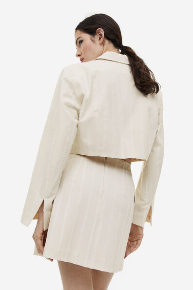Cropped textured-weave blazer
