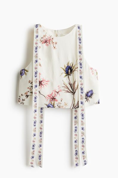 Tie-strap linen-blend top