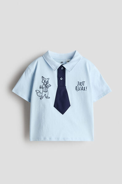 Appliquéd cotton polo shirt