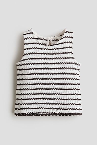 Pointelle-knit cotton top