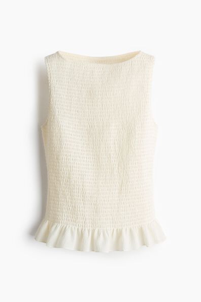 Smocked boat-neck top