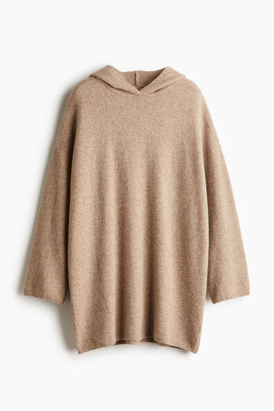 Hooded fine-knit dress