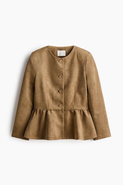 Collarless peplum jacket