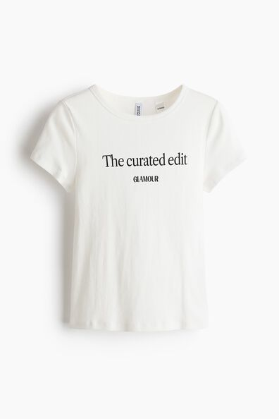 Print-motif cotton T-shirt