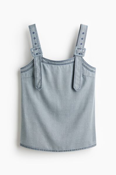 Buckle-detail denim top