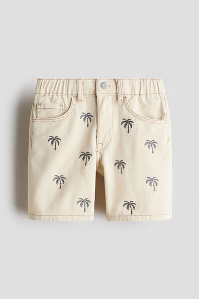 Embroidered twill shorts