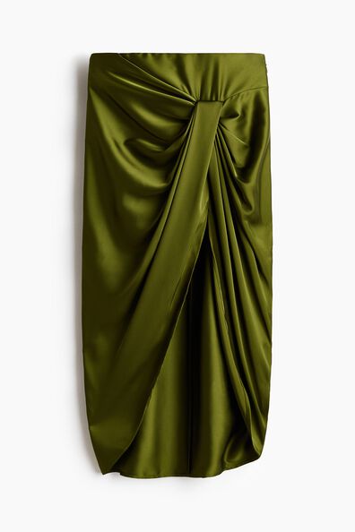 Draped satin skirt