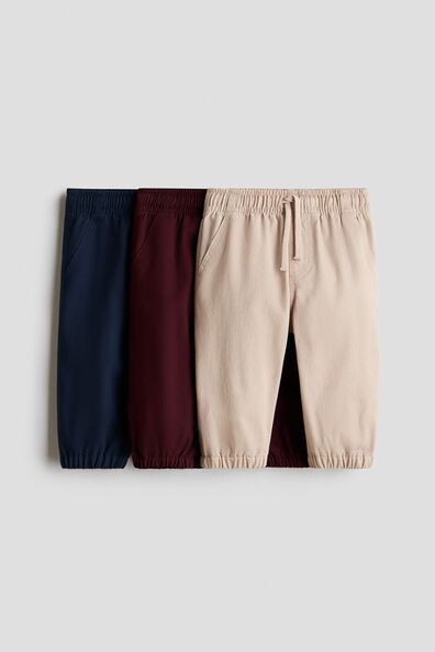 3-pack cotton twill joggers