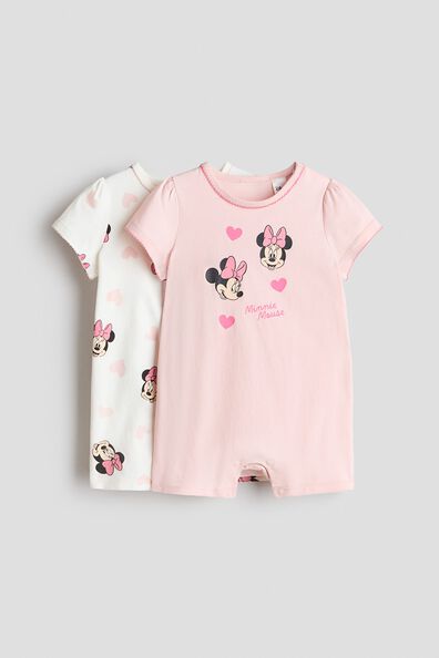 2-pack printed short sleepsuits